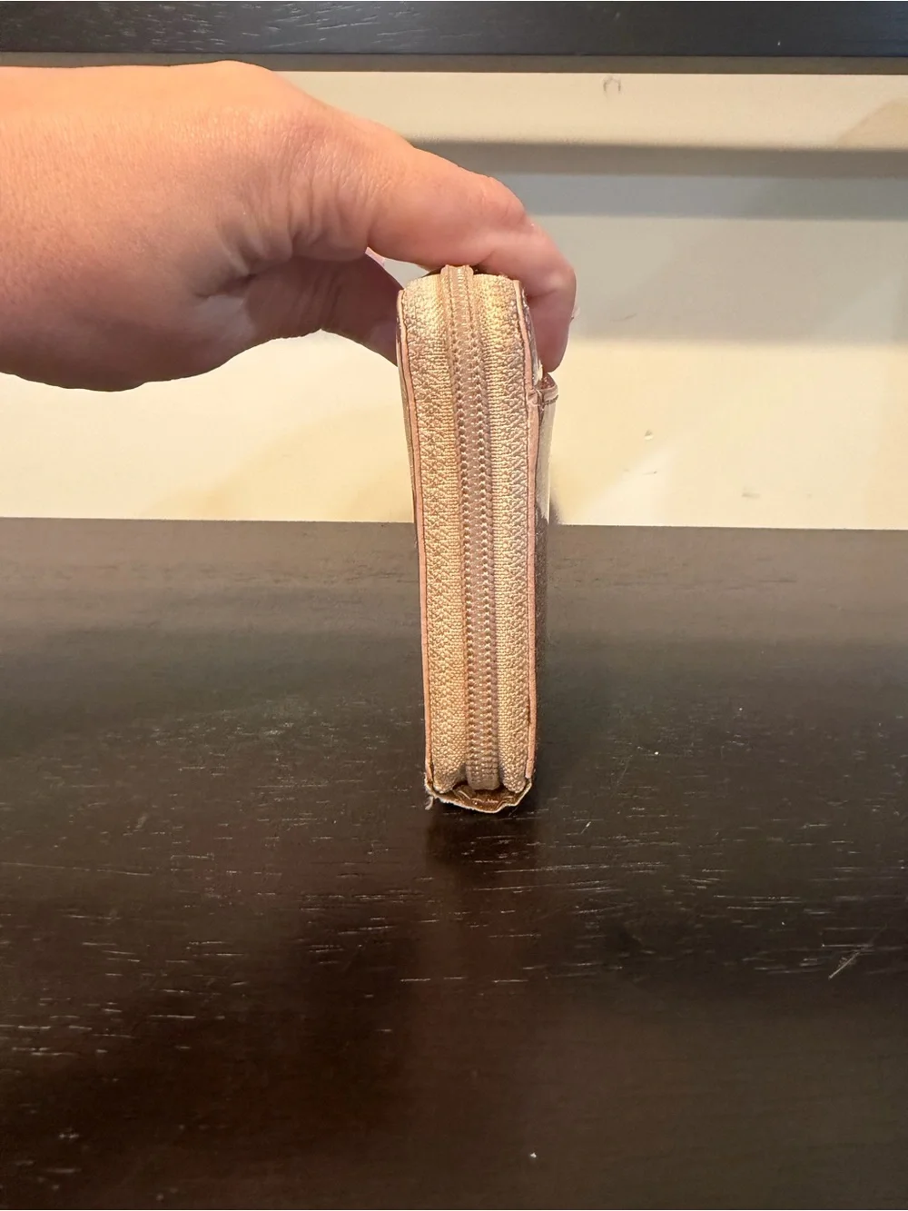 kate spade Rose Gold Glitter Zip Wallet